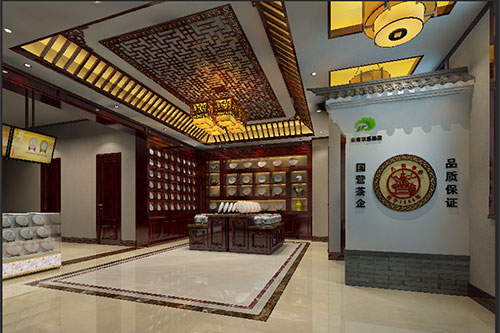 铜山古朴典雅的中式茶叶店大堂设计效果图