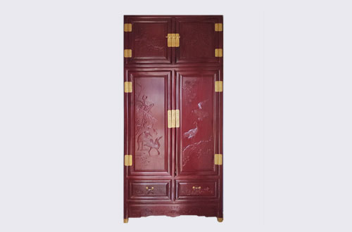 铜山高端中式家居装修深红色纯实木衣柜