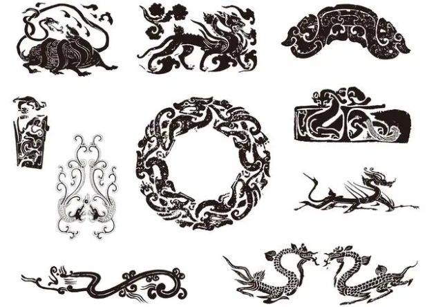 铜山龙纹和凤纹的中式图案
